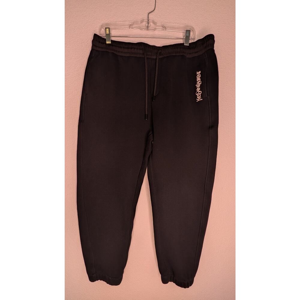 Yves St Laurent YSL Logo Embroidered Men's Joggers 36 Luxury Designer Sweatpants - Picture 3 of 8